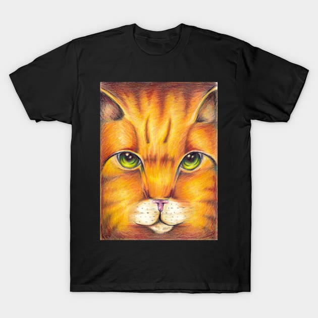 Cat Portrait T-Shirt by moonphiredesign